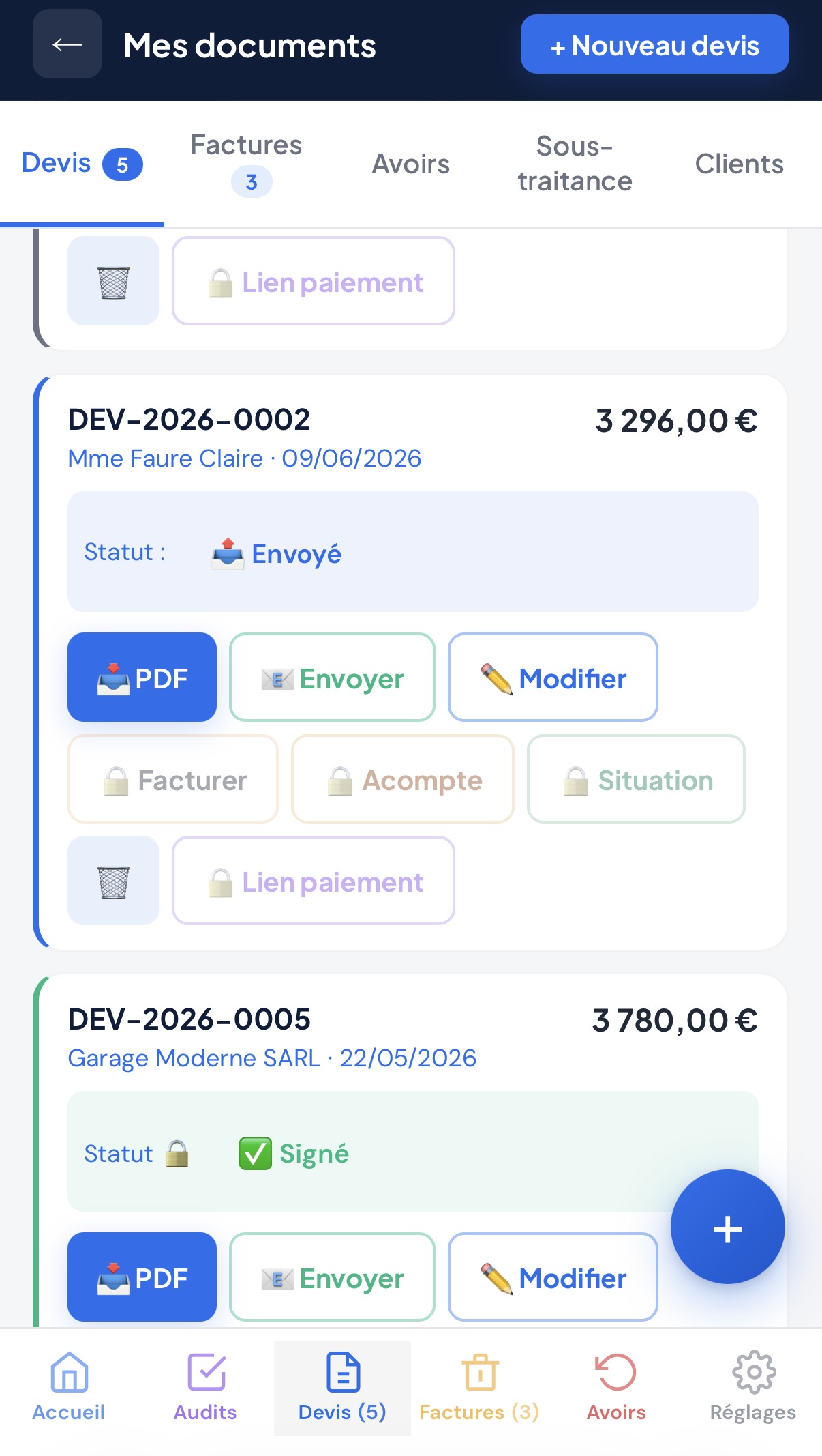 Liste devis BatCheck